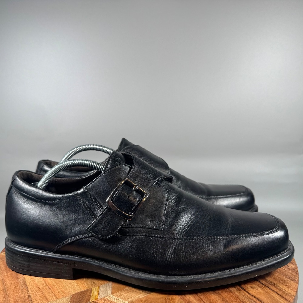 Johnston & Murphy Mens Black‎ Leather Monk Strap Dress Shoes Size 11M